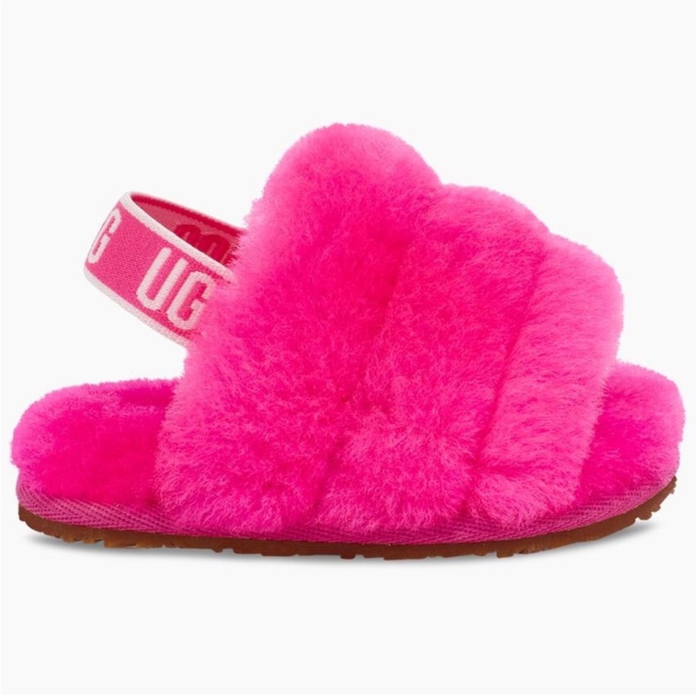 UGG Toddler Vibrant Pink Fluff Yeah Slide Slippers